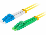 LANBERG optický patch cord SM LC/APC-LC/UPC duplex 2m LSZH G657A1 průměr 3mm, barva žlutá