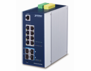 Planet IGS-6325-8T4X průmyslový L3 switch, 8x1Gb, 4x10Gb SFP+, 12-48VDC, -40~75°C, IP30, fanless
