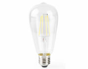 NEDIS Wi-Fi chytrá LED žárovka s vláknem/ E27/ ST64/ 5W/ 230V/ 500lm/ 2700K/ teplá bílá/ stmívatelná/ čirá