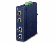 Planet IGT-2205AT, konvertor 2x1Gb, 2xSFP 100/1G/2.5G, -40až+75C, ESD, Backup Link, IP30, 24VAC/12-48VDC