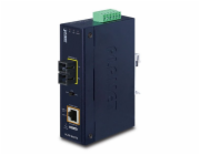 Planet IGTP-802TS konvertor RJ45/SC, 1Gbps, PoE injektor 802.3at, -40 až 75 st.C, IP30, SM s SC, 12-48VDC