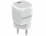 CANYON nabíječka do sítě H-20-05, 1x USB-C PD 20W, bílá