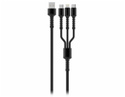 Colorway Nabíjecí Kabel 3v1 Lightning+MicroUSB+USB-C/ 4A/ Nylon/ 1,2m/ Šedivý