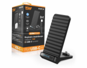 Aligator Stojánek s bezdrátovým nabíjením 15W a USB-C konektorem, 2v1, černý
