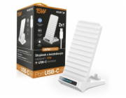 ALIGATOR Stojánek s bezdrátovým nabíjením 15W a USB-C konektorem, 2v1, bílý