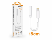 Aligator adaptér Lightning / 3,5mm Jack, bílé Audio adaptér Aligator Lightning / 3,5mm Jack, 15cm, bílý