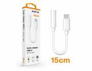 Audio adaptér Aligator USB-C vidl. / 3,5mm Jack, 15cm, bílý