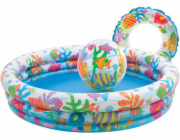 Set: nafukovací bazének 132 x 28 cm + míč a kruh INTEX 59469