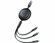 Baseus CAMJ010001 Bright Mirror Kabel 3v1 MicroUSB/USBC/Lightning 3,5A 1.1m Black
