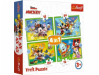 Puzzle 4v1 Mickey mezi přáteli