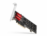 AXAGON PCEM2-ND, PCIe x8 řadič - 2x M.2 NVMe M-key slot, RAID, podpora desek bez bifurkace, vč. LP