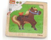 Dřevěné puzzle pro nejmenší Viga 4 ks Koník
