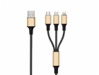 2Go 3in1 USB Ladekabel Gold 1,5 m F.Micro-USB, Lightn. Typ c