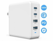 Viking nabíječka USB GaN 100W, podpora PD3.0 a QC4+, bílá
