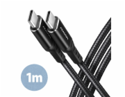 AXAGON BUCM-CM10AB, HQ kabel USB-C <-> USB-C, 1m, USB 2.0, PD 60W 3A, ALU, oplet, černý