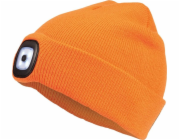 Čepice s čelovkou LED oranžová (USB nabíjení)