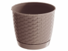 Květináč 300 mm mocca RATOLLA ROUND imitace pleteného ratanu