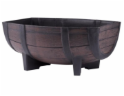 Květináč sud 41x29x19 cm plast dřevěný efekt teak