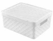 Košík s víkem 36x27x14 cm bílý plast