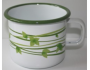 Hrnek smalt 0,5 l s uchem dekor lístků