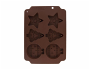 Forma na 6 ks vánočních ozdob hnědá silikon