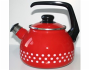 Konvice smalt 2,5 l smalt červená s bílým puntíkem