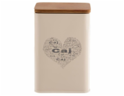 Dóza na čaj SRDCE plech / dřevo