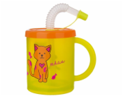 Hrnek dětský 300 ml s brčkem Rubby kočka plast