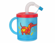 Hrnek dětský 300 ml s brčkem Rubby pejsek plast