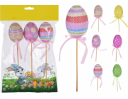 Zápich velikonoční vajíčko 3 ks 23 cm plast/dřevo
