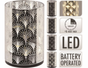 Svícen vánoční 10,5 cm LED svítící stříbrný sklo