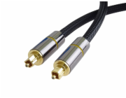 PremiumCord Optický audio kabel Toslink, OD:7mm, Gold-metal design + Nylon 2m