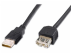 PremiumCord kabel prodlužovací USB 2.0, A-A, 1m, černá