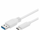 Kabel USB-C/male - USB 3.0 A/male, bílý, 1m
