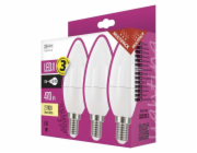 Emos LED žárovka CANDLE, 6W/40W E14, WW teplá bílá, 470 lm, Classic, F, 3 PACK