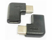 PremiumCord Adaptér USB-C/male - C/female zahnutý 90°