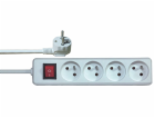 Solight prodlužovací přívod, 4 zásuvky, bílý, vypínač, 3m