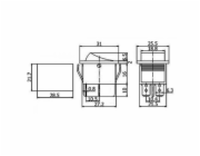 Přepínač kolébkový 2pol/4pin ON-OFF 250V/15A prosvětlený červený 02620007