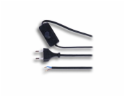 Solight flexo šňůra, 2m, 2 x 0,75mm2, černá, plochá, vypínač - PF51