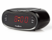 NEDIS digitální budík s rádiem/ LED displej/ AM/ FM/ funkce odloženého buzení/ časovač vypnutí/ 2 alarmy/ černý