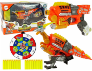 Import Leantoys Dinobots 2in1 Dinosaur Pistol pro šípy oranžové velociraptor štít