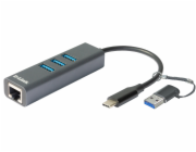 D-Link DUB-2332 USB-C/USB to Gigabit Ethernet Adapter with 3 USB 3.0 Ports