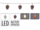 Vánoční LED řetěz borová šiška 0,9 m, 10 LED teplá bílá