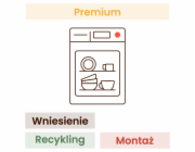 Instalace myčky KOMFORT (zanesení, vyrovnání, připojení, recyklace, odstranění ochrany, instalace zásuvek, vyjmutí obalu)