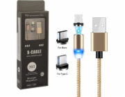 Prolink USB-A - USB-C + microUSB + Lightning kabel 1 m zlatý (023342)
