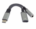PremiumCord Redukce USB-C /3,5mm jack s DAC chipem + USB-C pro nabíjení 13cm 8592220022891