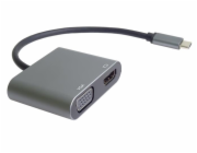 PremiumCord MST adaptér USB-C na HDMI + VGA, rozlišení 4K a FULL HD 1080p