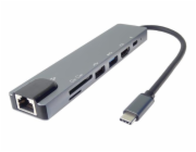 PremiumCord Adaptér USB-C na HDMI + USB3.0 + USB2.0 + PD + SD/TF + RJ45