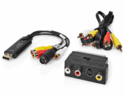 NEDIS video převodník/ USB 2.0/ 480p/ A/V kabel/ SCART/ 3x RCA zásuvka/ S-video zásuvka/ černý