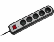 LechPol prodlužovací kabel proti přepětí, 5 zásuvek, 1,5 m, černá a stříbrná (4996)